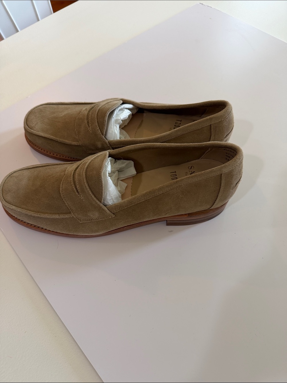 Todd Snyder X Sanders Men's Suede Penny Loafers in Tan Sz 10.5. Bag5
